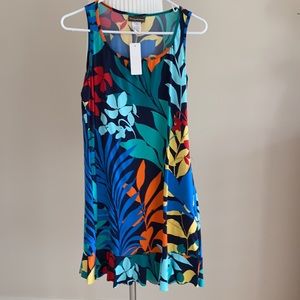 NWT tommy Bahamas tropical leaf tank dress with pockets and frill hem